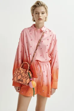 Dames blouse lange mouw oranje