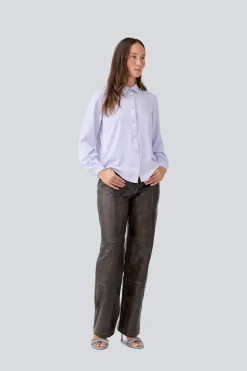 Dames blouse lange mouw paars