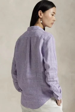 Dames blouse lange mouw paars