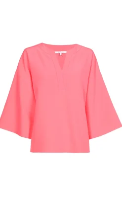 Dames blouse lange mouw rose