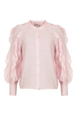 Dames blouse lange mouw rose