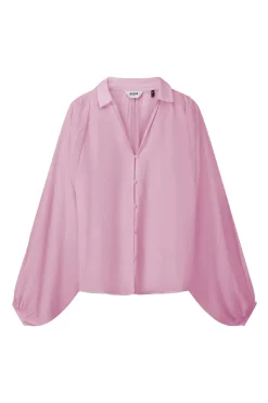 Dames blouse lange mouw rose