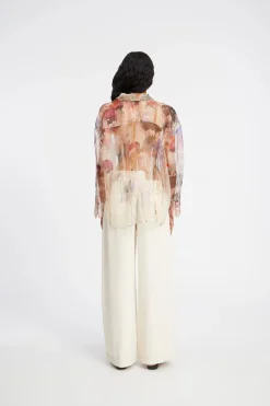 Dames blouse lange mouw rose