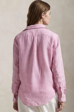 Dames blouse lange mouw rose