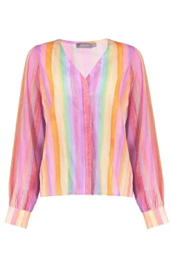 Dames blouse lange mouw rose