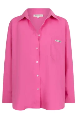 Dames blouse lange mouw rose