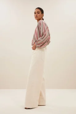 Dames blouse lange mouw rose