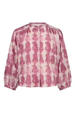 Dames blouse lange mouw rose
