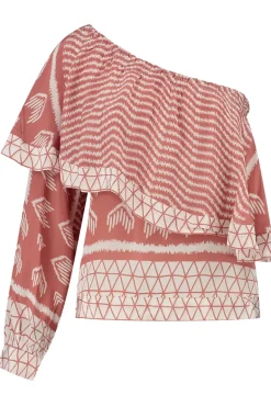 Dames blouse lange mouw rose
