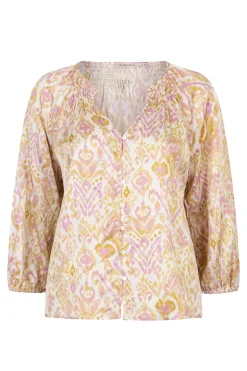 Dames blouse lange mouw rose
