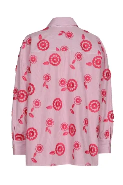 Dames blouse lange mouw rose