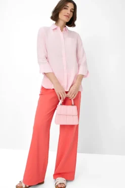 Dames blouse lange mouw rose