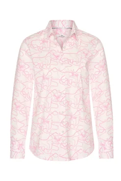 Dames blouse lange mouw rose