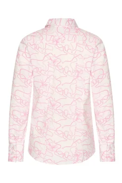 Dames blouse lange mouw rose