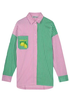 Dames blouse lange mouw rose