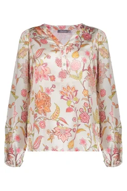 Dames blouse lange mouw rose