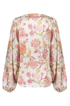 Dames blouse lange mouw rose