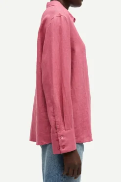 Dames blouse lange mouw rose