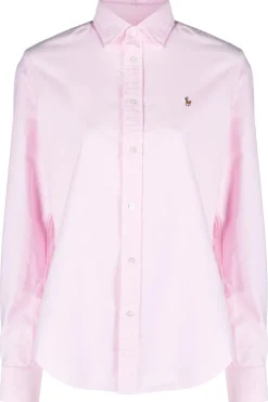 Dames blouse lange mouw rose