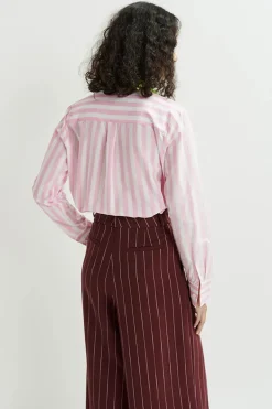 Dames blouse lange mouw rose
