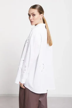 Dames blouse lange mouw wit