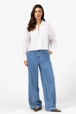 Dames blouse lange mouw wit