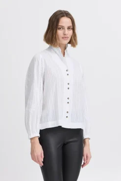 Dames blouse lange mouw wit