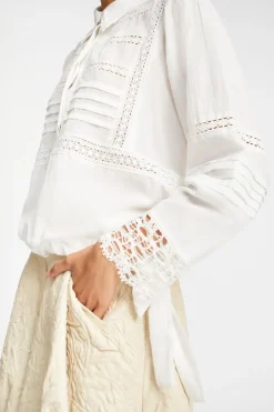 Dames blouse lange mouw wit
