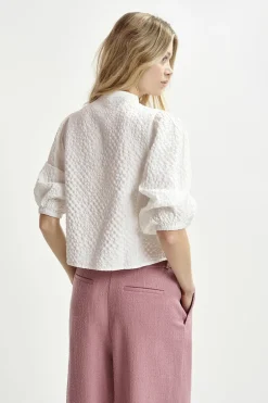 Dames blouse lange mouw wit