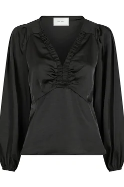 Dames blouse lange mouw zwart
