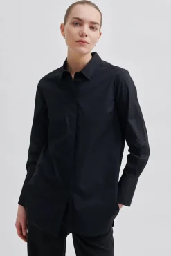 Dames blouse lange mouw zwart