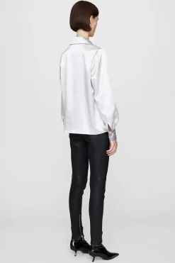 Dames blouse lange mouw zilver