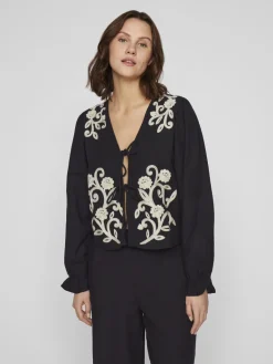 Dames blouse lange mouw zwart