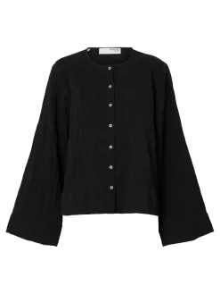 Dames blouse lange mouw zwart