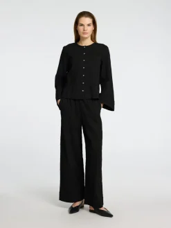 Dames blouse lange mouw zwart