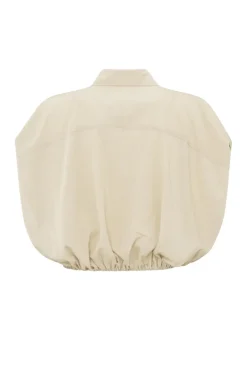 Dames blouse mouwloos bruin