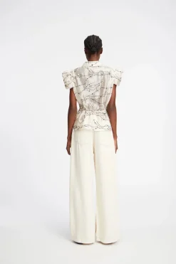 Dames blouse mouwloos ecru