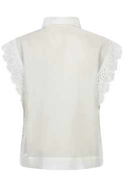 Dames blouse mouwloos ecru