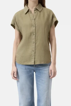 Dames blouse mouwloos groen