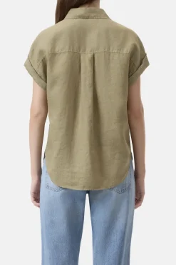 Dames blouse mouwloos groen