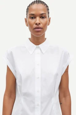 Dames blouse mouwloos wit