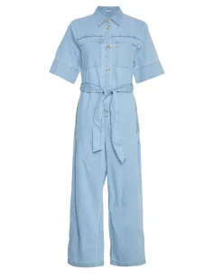 Dames jumpsuit/tuinbroek blauw