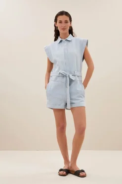 Dames jumpsuit/tuinbroek blauw