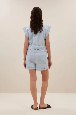 Dames jumpsuit/tuinbroek blauw