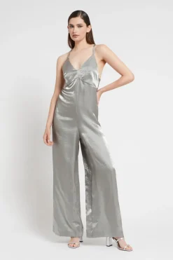 Dames jumpsuit/tuinbroek grijs