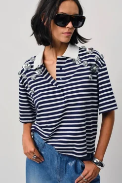 Dames polo blauw