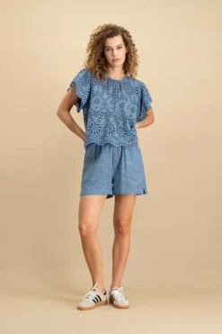 Dames short blauw