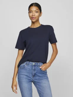 Dames t-shirt korte mouw blauw