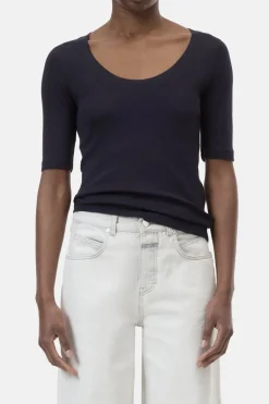 Dames t-shirt korte mouw blauw