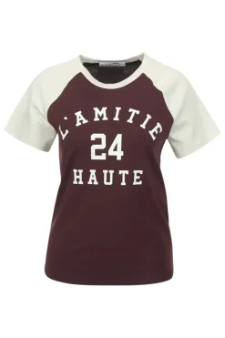 Dames t-shirt korte mouw bruin